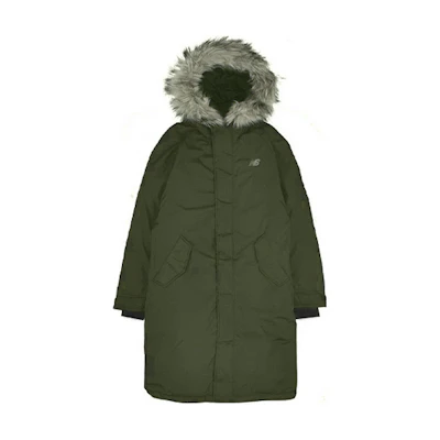 New Balance Mid-Length Padded Jacket with Fur Collar Army Green. NQ847011-KH