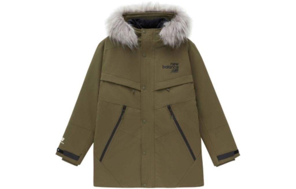Order New Balance Jaket Parka Down Hoodie Logo Sulam Hijau Tentera. AMJ24373-DMO