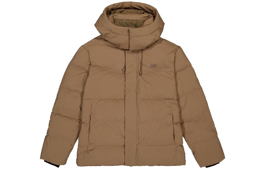New Balance  Outdoor Down Jacket Brown - Zippered Hooded Warm Coat. NPD46121-BWN