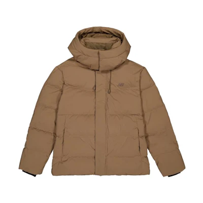 New Balance Outdoor Down Jacket Brown - Zippered Hooded Warm Coat. NPD46121-BWN