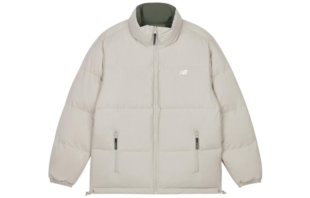 Shop New Balance 綠色可雙面穿中長款羽絨外套. AMJ34333-DON