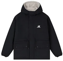New Balance Solid Logo Hooded Woven Jacket Black AMJ31303-BK New Balance Solid Logo Hooded Woven Jacket Black AMJ31303-BK