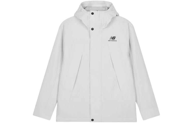 New Balance  White Logo Print Zip-Up Hoodie Jacket. AMJ23357-GYM