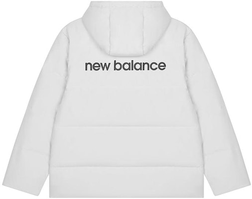 뉴발란스 화이트 패딩 재킷 솔리드 로고 프린트 및 지퍼 후드. AMJ23343-GYM Lookbook 뉴발란스 화이트 패딩 재킷 솔리드 로고 프린트 및 지퍼 후드. AMJ23343-GYM
