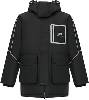 New Balance Winter Puffer Jacket Black Hooded Logo Insulated Coat. AMJ14320-BK Order New Balance Winter Puffer Jacket Black Hooded Logo Insulated Coat. AMJ14320-BK