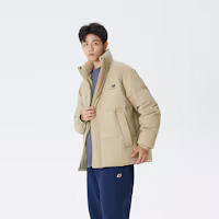 Details for New Balance Winter Puffer Jacket Windproof Warm Khaki Yellow. AMJ24359-TWD