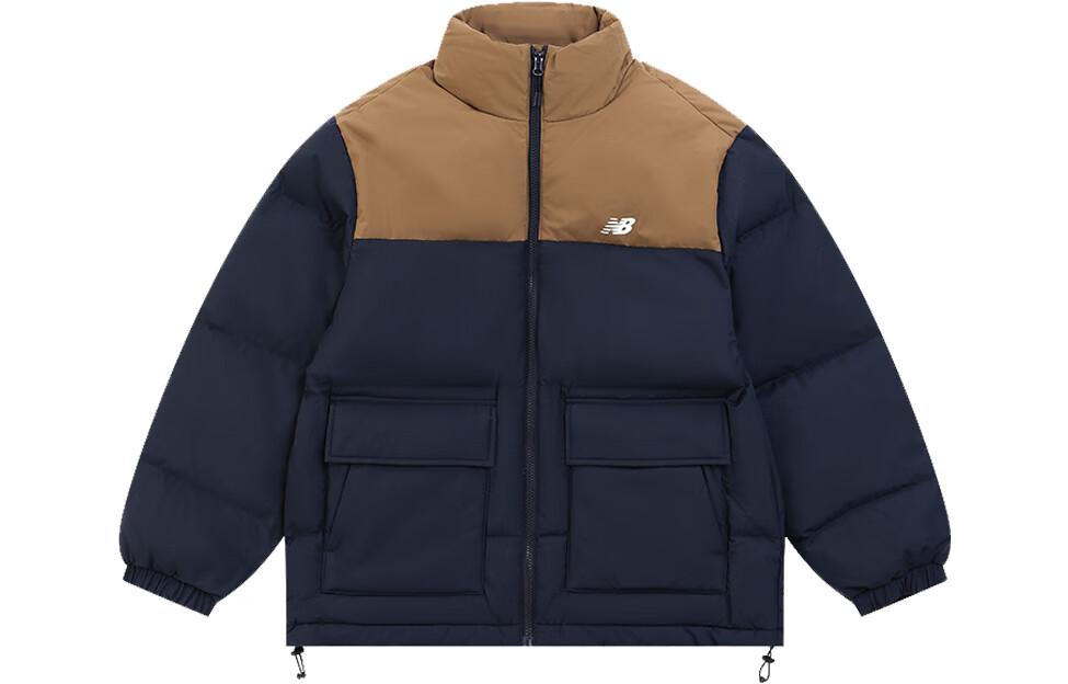 New Balance  Zip High Neck Long Sleeve Down Jacket Navy/Brown. AMJ34304-ECL