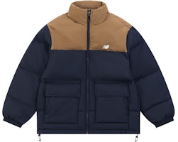 New Balance Zip High Neck Long Sleeve Down Jacket Navy/Brown. AMJ34304-ECL New Balance Zip High Neck Long Sleeve Down Jacket Navy/Brown. AMJ34304-ECL