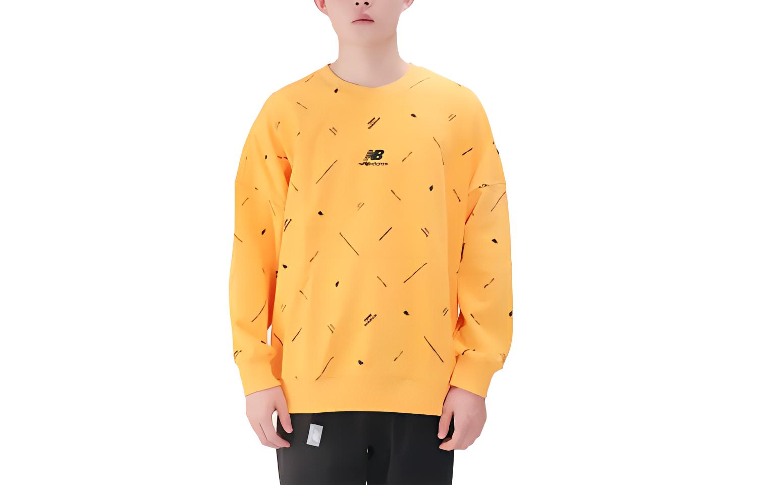 New Balance All-Over Letter Print Crewneck Sweatshirt Yellow () AMT13387-HAB