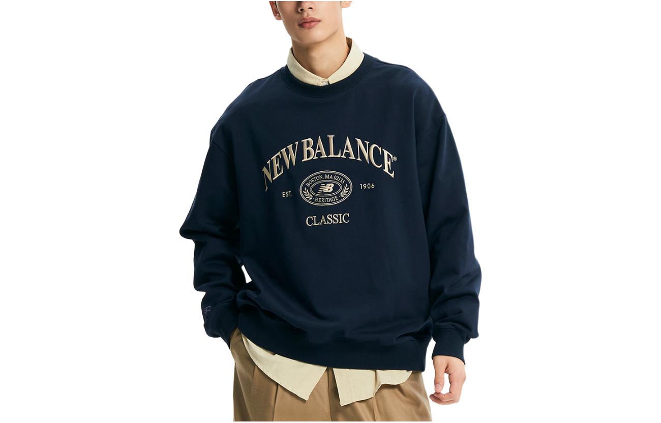 New Balance Alphabet Graphic Crewneck Sweatshirt Unisex Navy Blue NBNCE21113-59