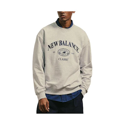 New Balance Alphabet Print Crewneck Sweatshirt Unisex Grey NBNCE11113-16
