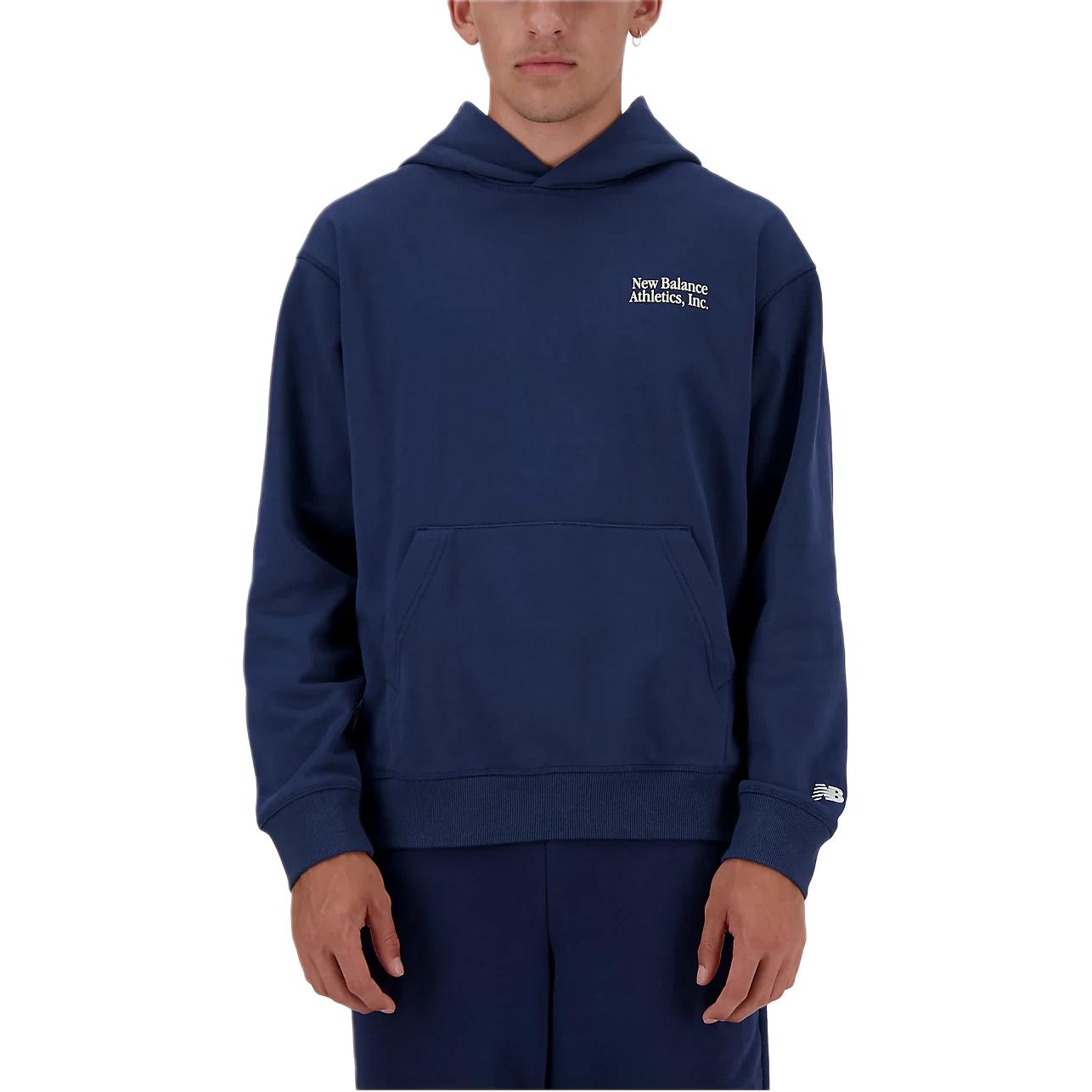 New Balance Athletics Embroidered Hoodie Navy Blue Pullover Sweatshirt MT41539N-NY