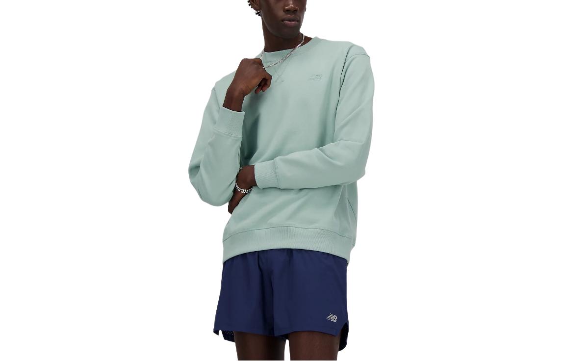 New Balance Athletics French Terry Crew Pullover Sweatshirt Light Green Men MT41506-SAM