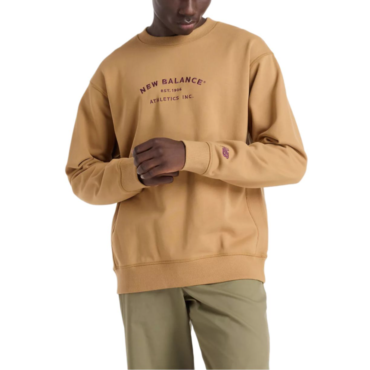 New Balance Athletics French Terry Relaxed Arch Crew Yellow Sweatshirt Men MT43558-GIN