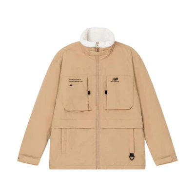 New Balance Athletics Logo Print Zip Jacket Unisex Khaki 5QC44293-BEI