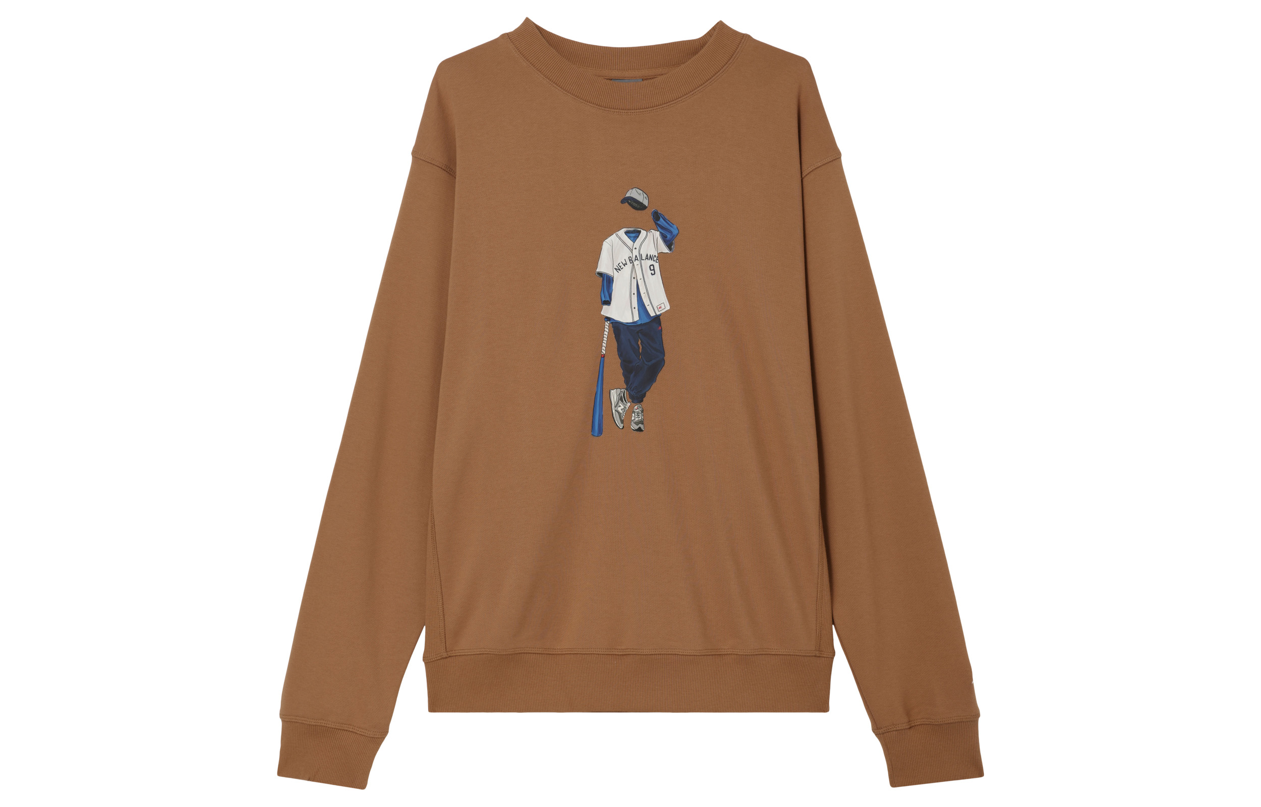 New Balance Athletics Sport Style Brown Crewneck Printed Sweatshirt Men MT41538-WUT