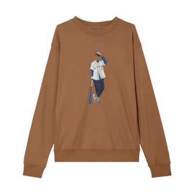 New Balance Athletics Sport Style Brown Crewneck Printed Sweatshirt Men MT41538-WUT