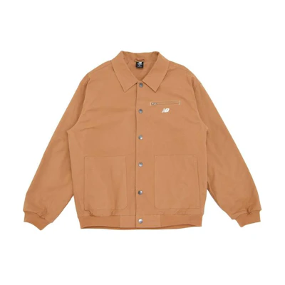 New Balance Athletics Yellow Work Jacket Long Sleeve Button-Up MJ33502-TOB
