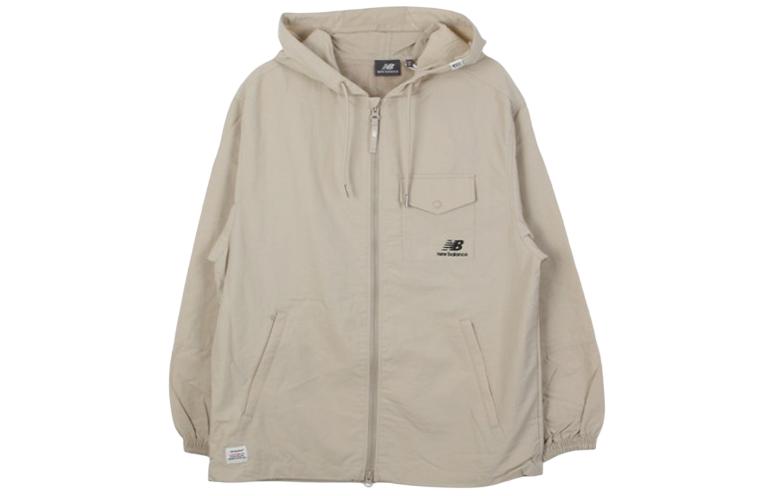 New Balance Badge Print Zip Hoodie Jacket Unisex Beige NBNADB3013-35