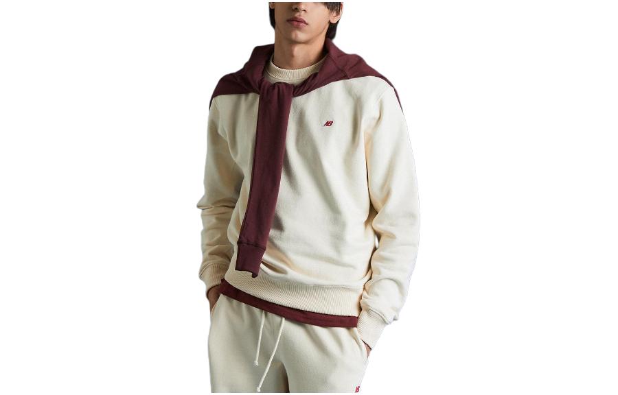New Balance Beige Crewneck Pullover Sweatshirt with Letter Print Design NBNCD4S111-10
