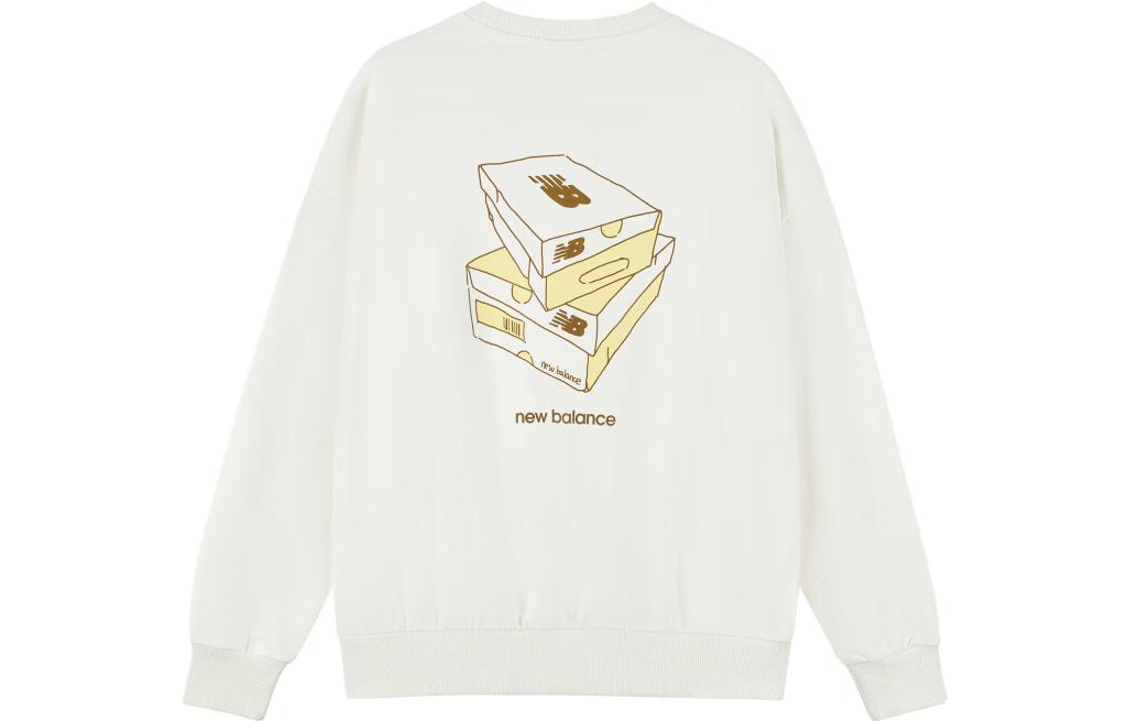 New Balance Beige Crewneck Sweatshirt with Back Letter Print Design AMT33365-CIC