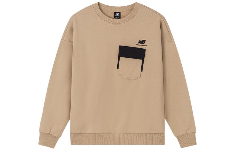 New Balance Beige Crewneck Sweatshirt with Logo Print and Pocket Detail AMT24371-TWD