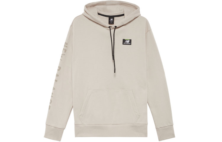 New Balance Beige Fleece-Lined Hoodie Long Sleeve Casual Sweatshirt MT23506-TWF
