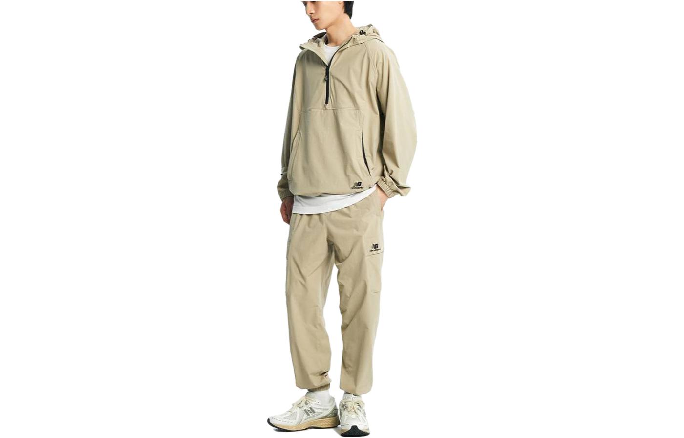 New Balance Beige Oversized Letter Print Hoodie Jacket NBNAD3A013-35