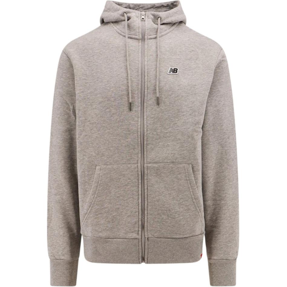New Balance Beige Zip-Up Hoodie Jacket with Solid Logo Patch MJ23600AG0-53