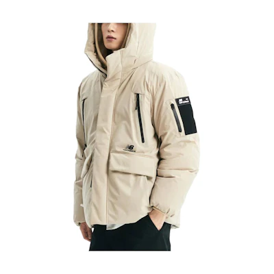 New Balance Beige Zip Hoodie Jacket with Letter Print NBNPD42113-35