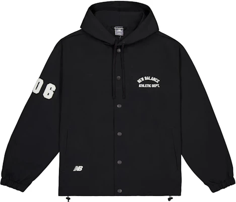 New Balance Black Alphabet Numeric Hooded Long-Sleeve Jacket AMJ41305-BK Buy New Balance Black Alphabet Numeric Hooded Long-Sleeve Jacket AMJ41305-BK