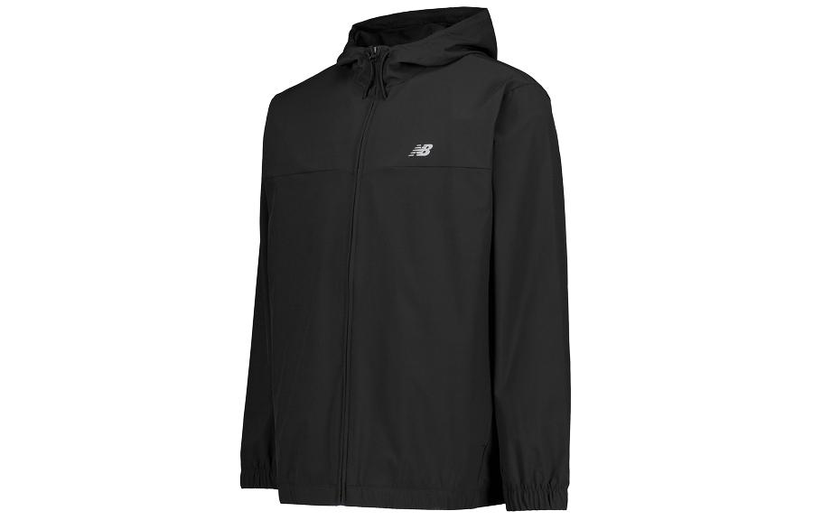 New Balance Black Breathable Zip-Up Running Jacket with Hood MJ41018-BK