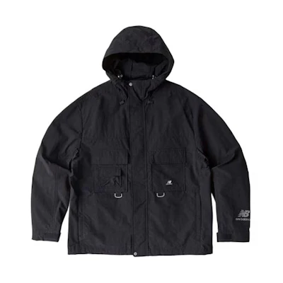 New Balance Black Casual Loose Fit Zip-Up Hooded Jacket with Pockets NBNMC190-73