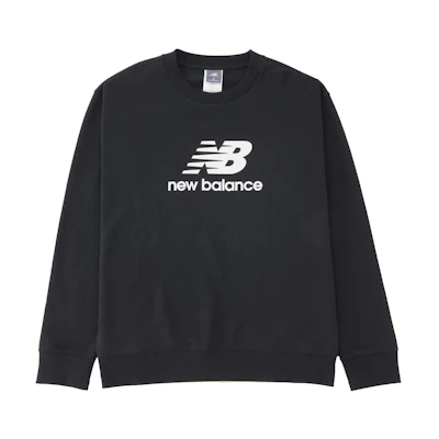New Balance Black College Style Logo Print Crewneck Sweatshirt Casual Fit MT41500-BK