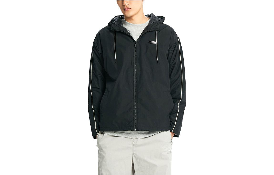 New Balance Black Colorblock Letter Print Zip-Up Loose Hoodie Jacket NBNAD4S121-19