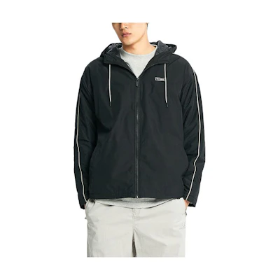New Balance Black Colorblock Letter Print Zip-Up Loose Hoodie Jacket NBNAD4S121-19