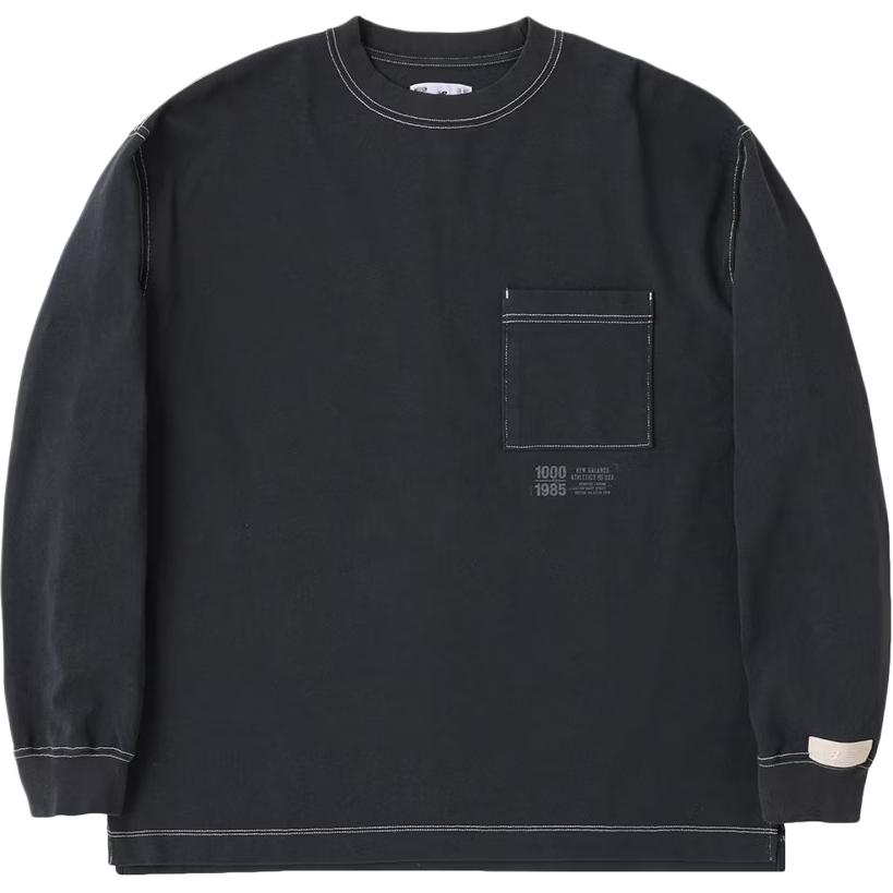 New Balance Black Crewneck Logo Long Sleeve Sweatshirt AMT25024-PHM