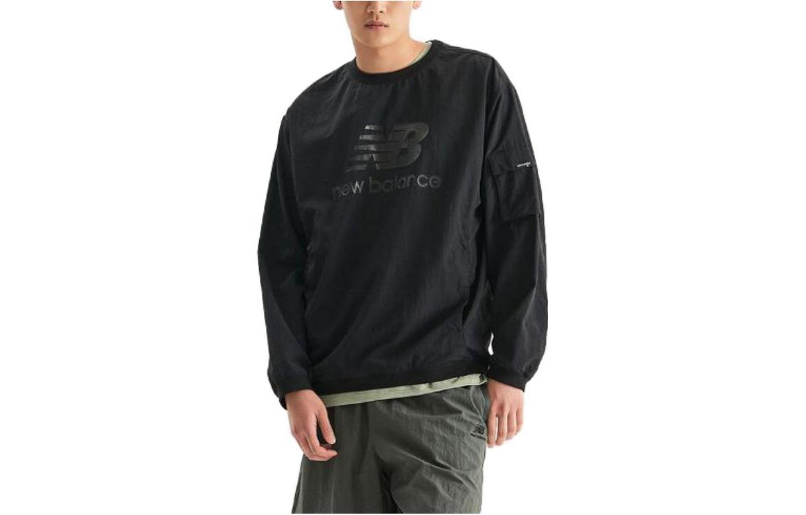 New Balance Black Crewneck Long-Sleeve Sweatshirt with Logo Print NBNCD31053-19