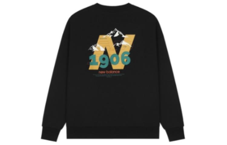 New Balance Black Crewneck Sweatshirt with Back Print Unisex Long Sleeve AMT24370-BK