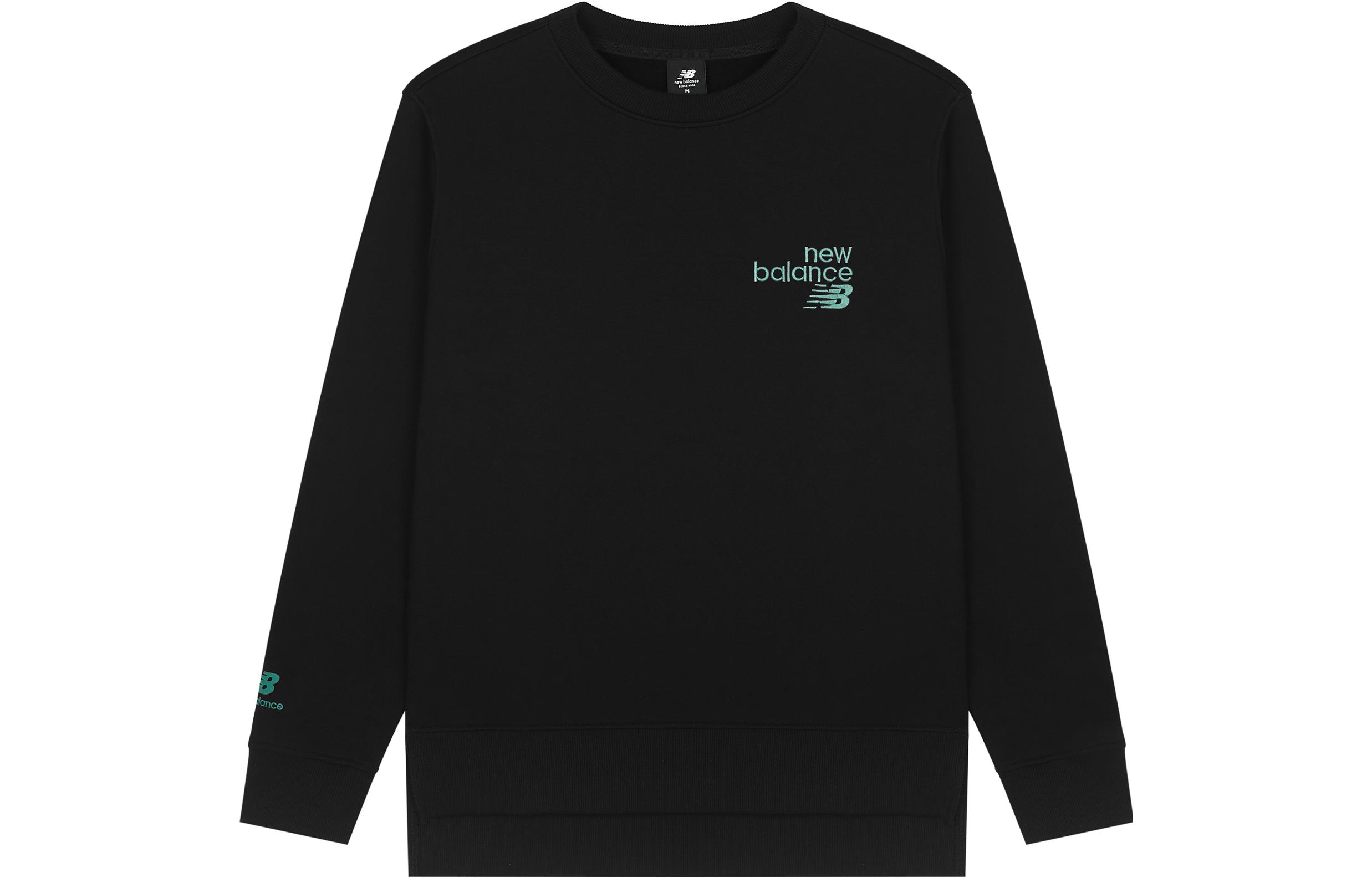 New Balance Black Crewneck Sweatshirt with Embroidered Logo AMT24372-BK