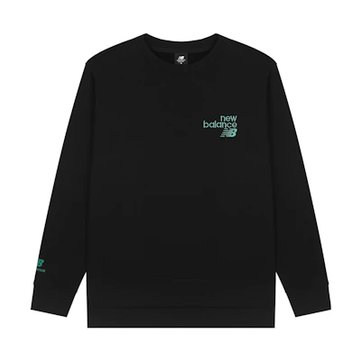 New Balance Black Crewneck Sweatshirt with Embroidered Logo AMT24372-BK