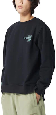 ニューバランス ブラック クルーネックスウェットシャツ 刺繍ロゴ入り AMT24372-BK Purchase ニューバランス ブラック クルーネックスウェットシャツ 刺繍ロゴ入り AMT24372-BK
