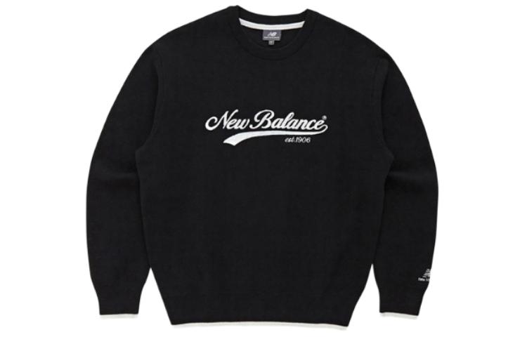 New Balance Black Crewneck Sweatshirt with Letter Pattern NBNFD13123-19