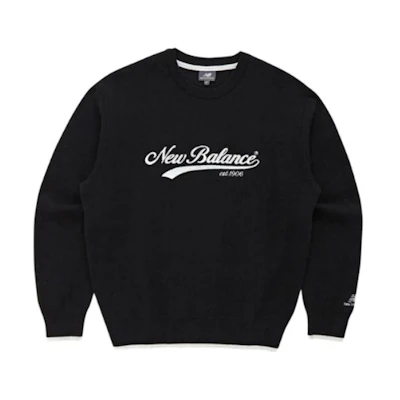 New Balance Black Crewneck Sweatshirt with Letter Pattern NBNFD13123-19