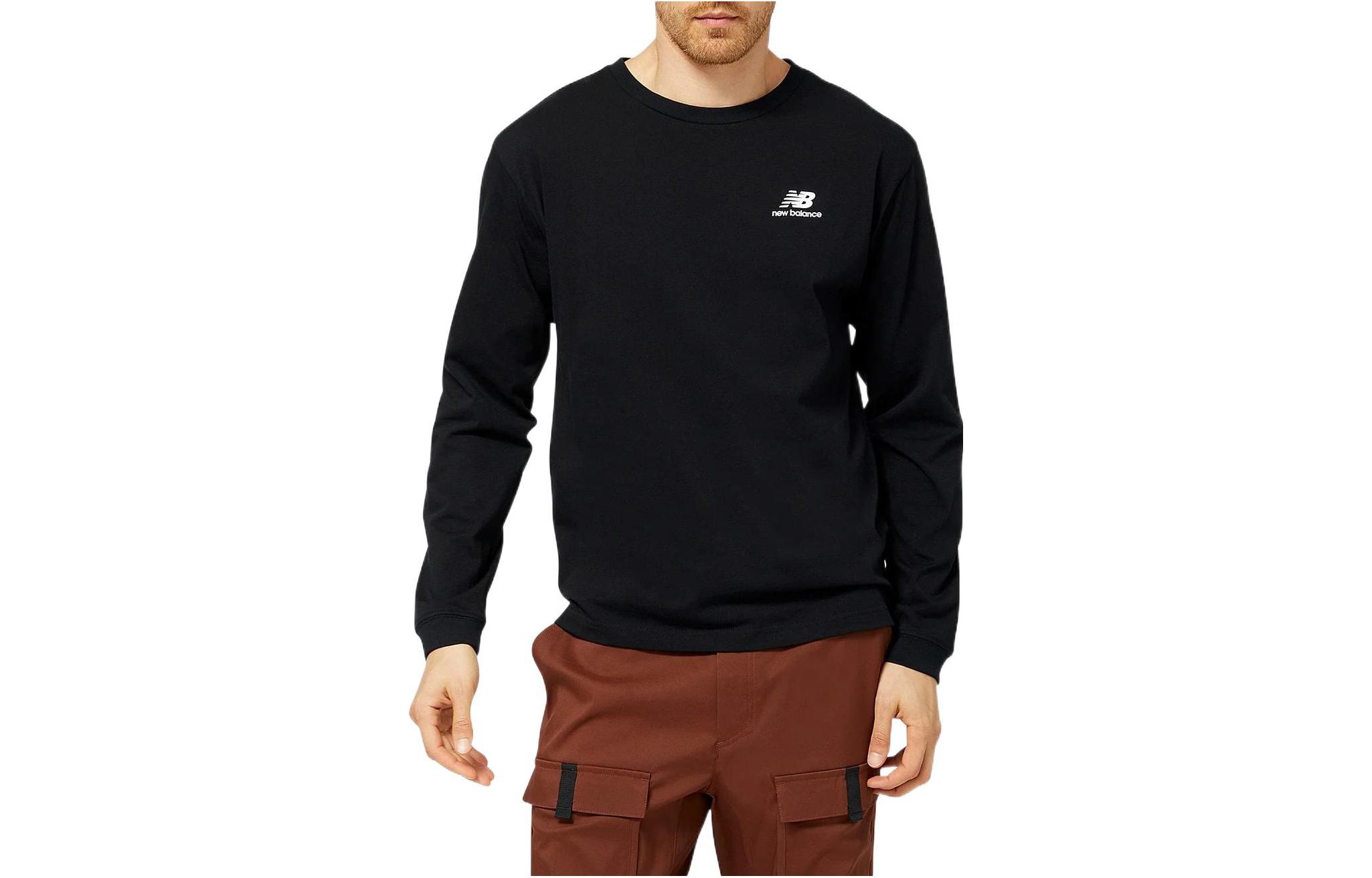 New Balance Black Crewneck Sweatshirt with Logo Graphic Print AMT23568-BK