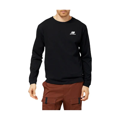 New Balance Black Crewneck Sweatshirt with Logo Graphic Print AMT23568-BK