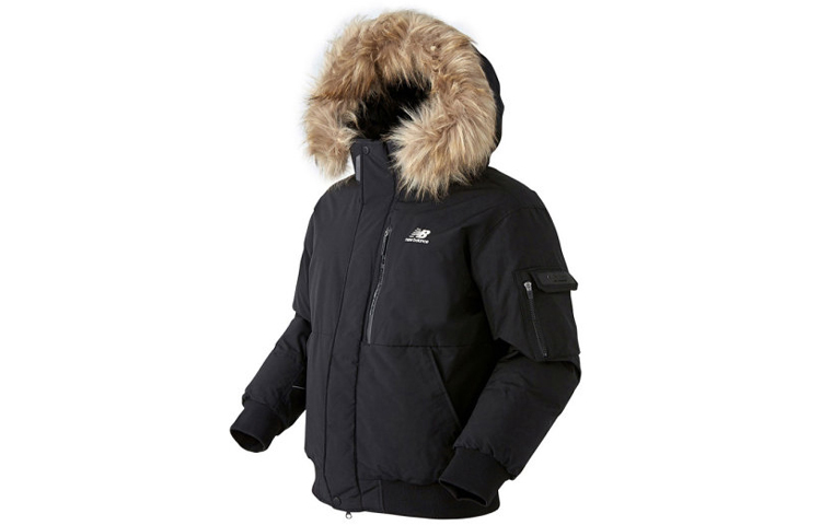 New Balance Black Detachable Fur Hood Down Jacket Unisex Korean Winter Style. NPA43043-BK 圖 2