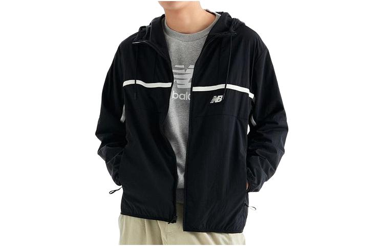 New Balance Black Fitted Letter Print Zip-Up Hoodie Jacket NBNAD4S011-19