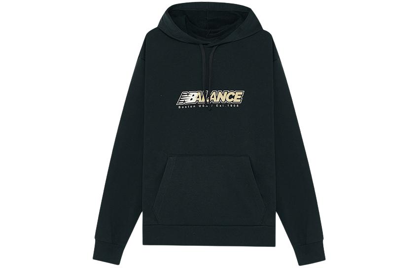 New Balance Black Fleece Letter Graphic Hoodie Casual Sportswear AMT13340-BK