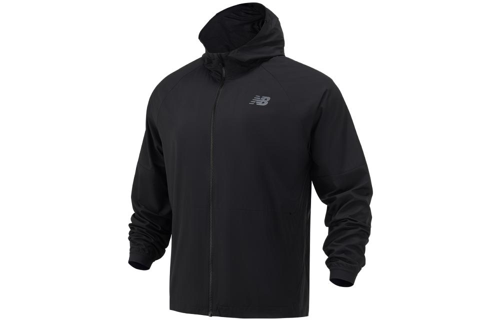 New Balance Black Full-Zip Hoodie Jacket with Solid Logo Design AMJ31044-BK